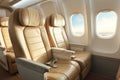 Modern Airplane Cabin Interior. Generative AI Royalty Free Stock Photo