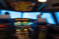 Modern airplane cockpit - blurred view like turbulence