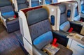 Modern airplane interiors, first class seats Royalty Free Stock Photo