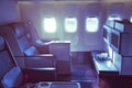 Modern airplane interiors, first class seats Royalty Free Stock Photo