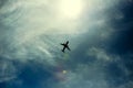 Modern airplane silhouette in the sky Royalty Free Stock Photo