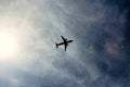 Modern airplane silhouette in the sky Royalty Free Stock Photo