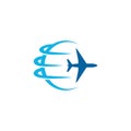 Modern Airplane Traveling Cargo Freight Icon Logo