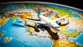 Modern Airplane on World Map Royalty Free Stock Photo