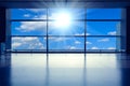 The Modern airport interior glass wall aisle window Royalty Free Stock Photo