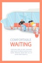 Airport Waiting Area Flat Vector Promotion Poster Royalty Free Stock Photo