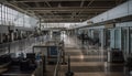 Modern airport terminal architecture showcases futuristic travel generated by AI