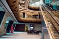 Modern airport terminal escalator up to the departures area Royalty Free Stock Photo