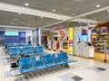 Modern airport waiting hall with duty free shop Royalty Free Stock Photo