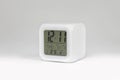 Modern alarm clock on white backdrops and copyspace. LED light or digital display Royalty Free Stock Photo