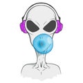 Modern alien with chewing gum