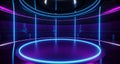 Modern Alien Futuristic Sci Fi Retro Round Empty Stage Hi-Tech R