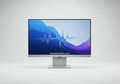 Modern all in one computer display with abstract wallpaper Royalty Free Stock Photo