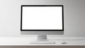 Modern all-in-one desktop computer mockup with blank white screen on a clean white desk against a transparent background Royalty Free Stock Photo