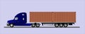 Modern American car with a semitrailer for shipping containers