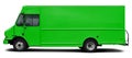 Modern American cargo minibus green color side view.