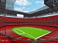 Modern American football Stadium with red seats Royalty Free Stock Photo