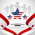 Modern American Independence Day Design Background With Flag And Silhouette Of Soldier Vector