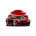 Modern American muscle car vector graphic design isolated