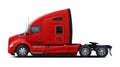 The modern American truck Kenworth T680 is completely red.