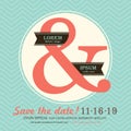 Modern Ampersand Wedding invitation with chevron background