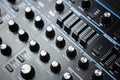 Modular synthesizer device panel with regulators and faders Royalty Free Stock Photo