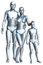 Modern Android Robot Family Isolated