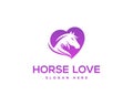 Modern Animal Horse Love Logo Design. Royalty Free Stock Photo
