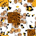 Safari Africa design of leopard and tiger. Vector. Modern animal skin prints and flower hand drawn seamless pattern Royalty Free Stock Photo