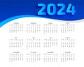 modern 2024 annual planner calendar template in white and blue color