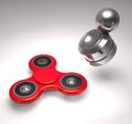 Modern anti-stress toys orbiter and spinner 3d illustration.