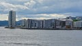 Modern aparment buildings in a Norwegian fjord