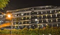 Modern apartment block at night