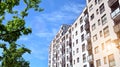 Modern apartment building. Balconies at apartment residential building. Residential architecture. Royalty Free Stock Photo