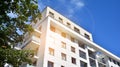 Modern apartment building. Balconies at apartment residential building. Residential architecture. Royalty Free Stock Photo