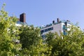 Modern apartment building with beautiful roof terrace Royalty Free Stock Photo