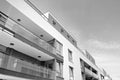 Modern apartment building exterior. Black and white Royalty Free Stock Photo