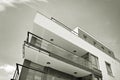 Modern apartment building exterior. Black and white Royalty Free Stock Photo