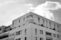 Modern apartment building exterior. Black and white Royalty Free Stock Photo