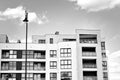 Modern apartment building exterior. Black and white Royalty Free Stock Photo