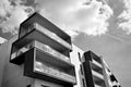 Modern apartment building exterior. Black and white Royalty Free Stock Photo