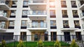 Modern apartment building in a residential area of ??a city. Royalty Free Stock Photo