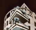 Modern apartment building in Strasbourg, infrared view, sunny da