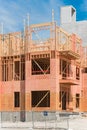 Modern apartment building under construction with wooden framework near Dallas Royalty Free Stock Photo