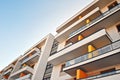 Modern apartment buildings exteriors. Facade of a modern apartment building. Royalty Free Stock Photo