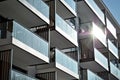 Modern apartment buildings exteriors. Facade of a modern apartment building. Royalty Free Stock Photo