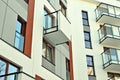 Modern apartment buildings exteriors. Facade of a modern apartment building. Royalty Free Stock Photo