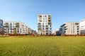 Modern apartment buildings in a green residential area in the city Royalty Free Stock Photo