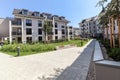 Modern apartment buildings in a green residential area in the city Royalty Free Stock Photo