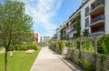 Modern apartment buildings in a green residential area in the city Royalty Free Stock Photo